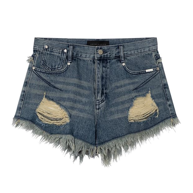트리밍버드 Distressed Denim Cut-Off Shorts