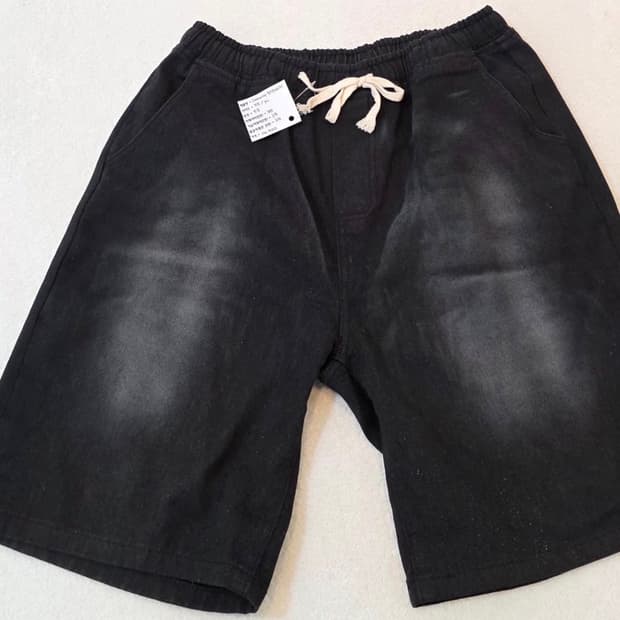 허리 밴딩 워싱 청반바지