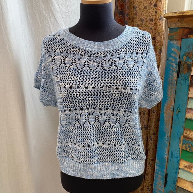 블루 린넨면혼방 니트탑(M)