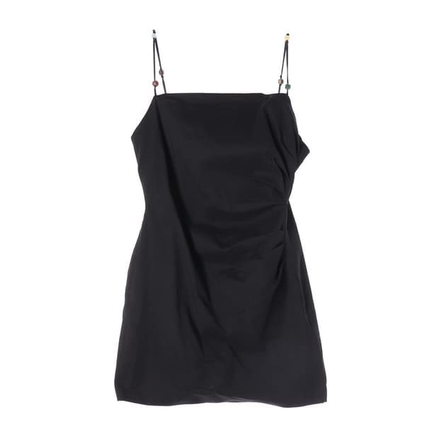 ZARA 비즈 스트랩 셔링 리넨 미니 원피스 블랙 L