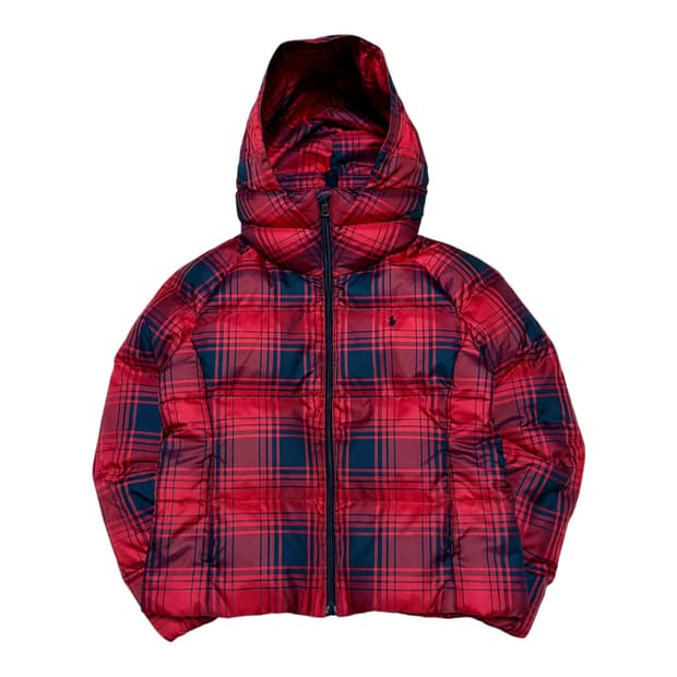 폴로 랄프로렌 덕다운 타탄체크 숏패딩