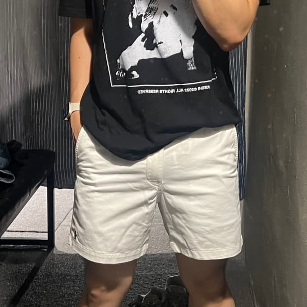 폴로랄프로렌 화이트 블랙포니 자수로고 클래식핏 밴딩 반바지 하프팬츠