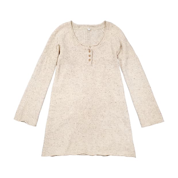 울 실크 버튼 니트 롱 탑