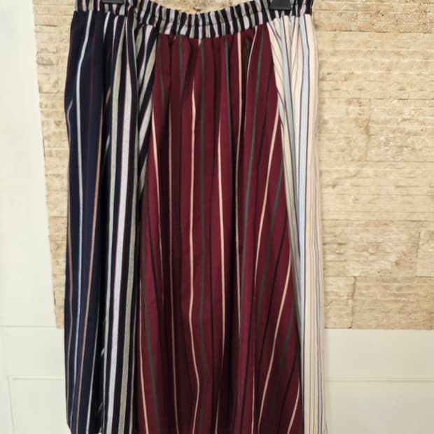 nor 스트라이프 배색 롱 스커트 L
