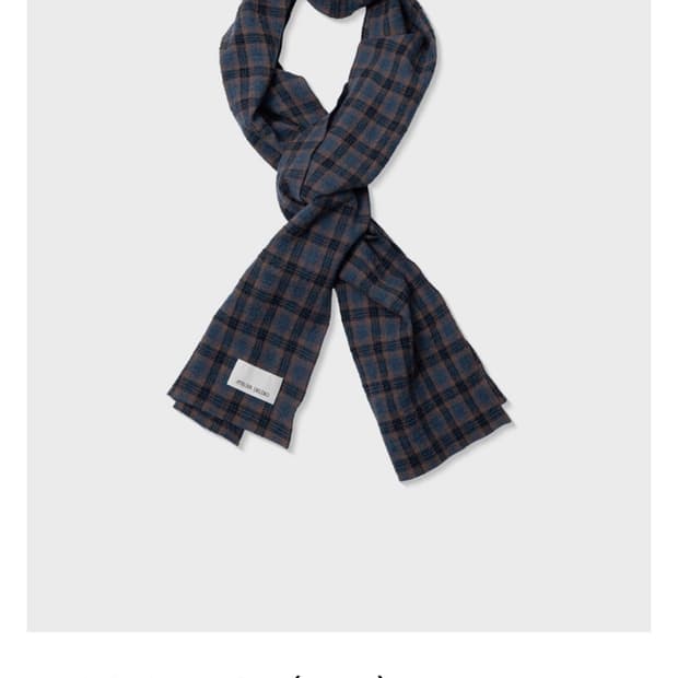 아뜰리에 델디오 울 셔링 체크 스카프 블루