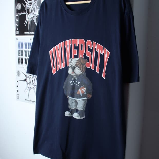 (XL-2XL) 예일 반팔 티셔츠 빅사이즈 불독 네이비-H31415