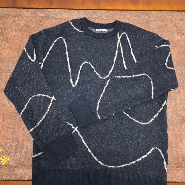 자라 추상 라인 자카드 니트 XL