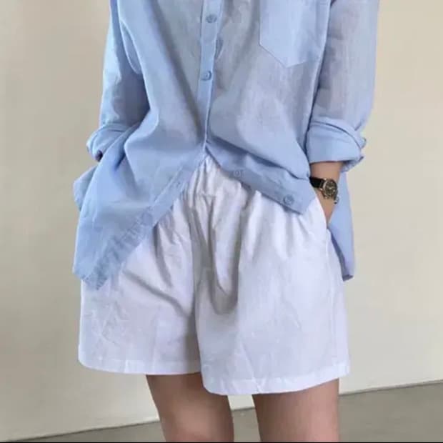 (새상품)린넨밴딩숏팬츠 화이트
