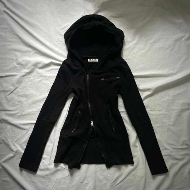 d.i.a 다이아 사선 아카이브 터틀넥 투웨이 후드집업 자켓 락시크 펑크