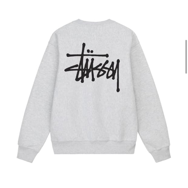 스투시 베이직 크루넥 맨투맨 애쉬 헤더