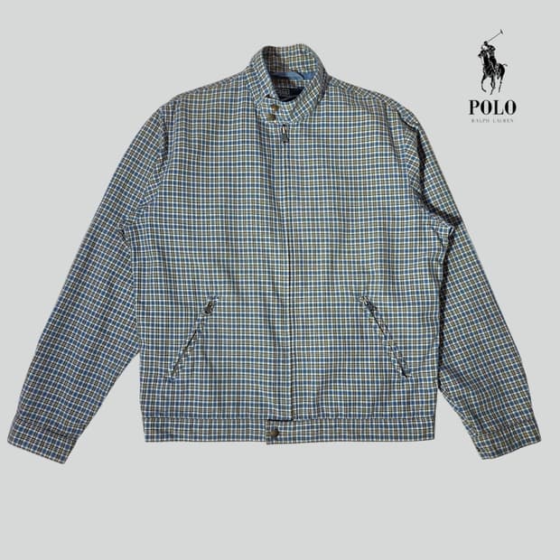 [M]폴로 랄프로렌 블루 체크 헤링턴 자켓