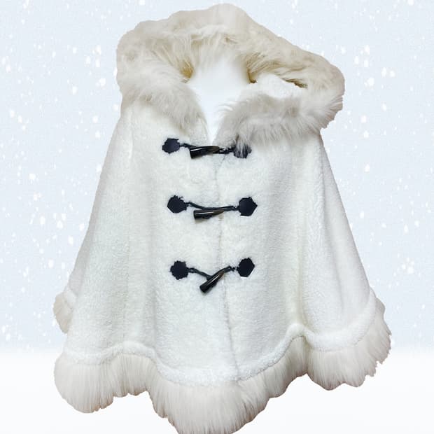 colza 떡볶이 단추 빈티지 화이트 퍼 케이프