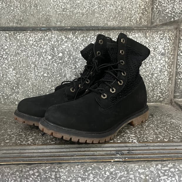 팀버랜드 어센틱 오픈 위브 6인치 블랙 누벅 부츠