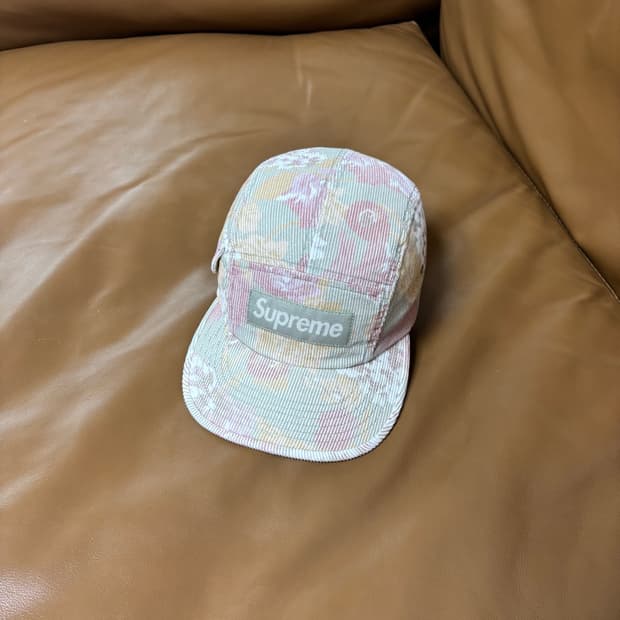 슈프림 캠프캡 모자 박스로고 코듀로이 플로랄