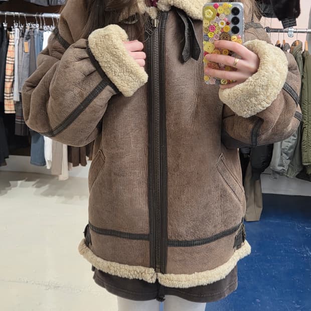 1990s B-3 양가죽 양털 무스탕