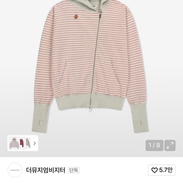 더뮤지엄비지터 STRIPE UNBALANCED ZIPUP HOODIE