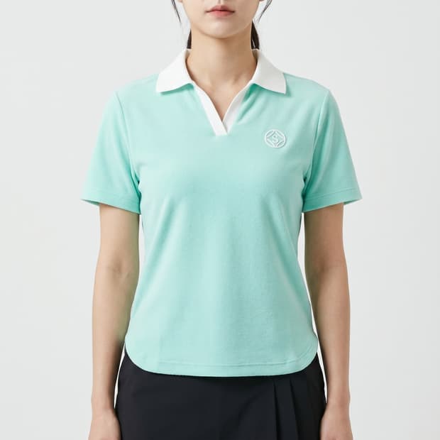 [S/85] 사우스케이프 여성 오픈 카라 배색 티셔츠 민트