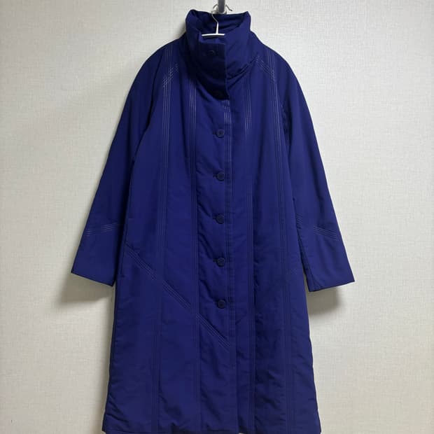 PLEATS PLEASE ISSEY MIYAKE 하이넥 버튼 롱 코트