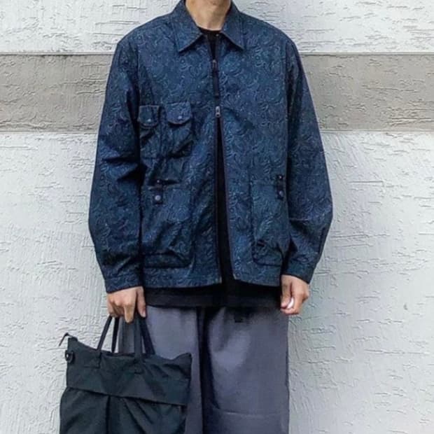 M) 비슬로우퍼플 유틸리티페이즐리 자켓-네이비 판매.