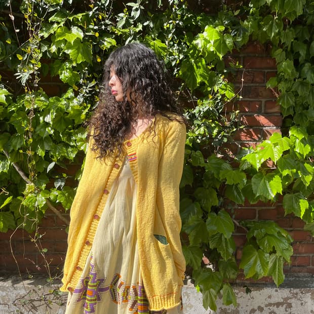 Titicaca 노랑 그물 니트 가디건