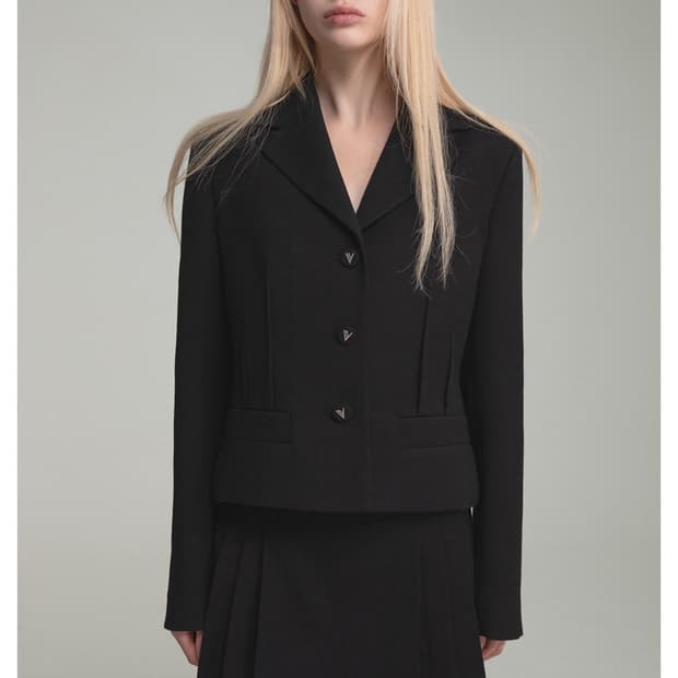 방떼 3 Button pintuck wool jacket 블랙 울자켓