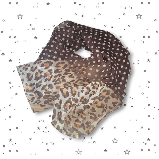 도트 레오파드 그라데이션 쉬폰 스카프 10