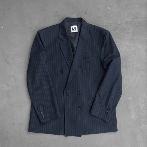라벨아카이브  더블 브래스티드 자켓 스트라이프 1사이즈