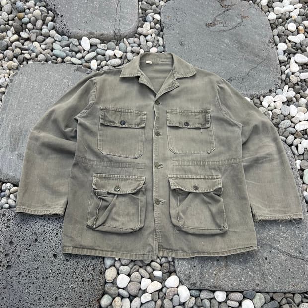 OLD VINTAGE DISTRESSED HBT 빈티지헤링본워크자켓