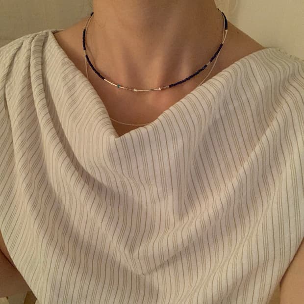 [GOH] Lapis Lazuli silver line necklace