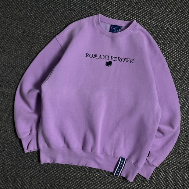 로맨틱크라운 스펠로고 박시핏 스웨트 셔츠 맨투맨 퍼플y 4791