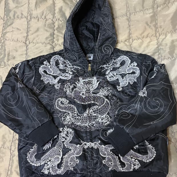 Meeca 오리엔탈 드래곤 자수 후드집업