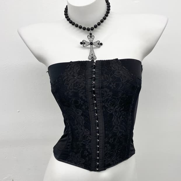 블랙 고딕 레이스 코르셋