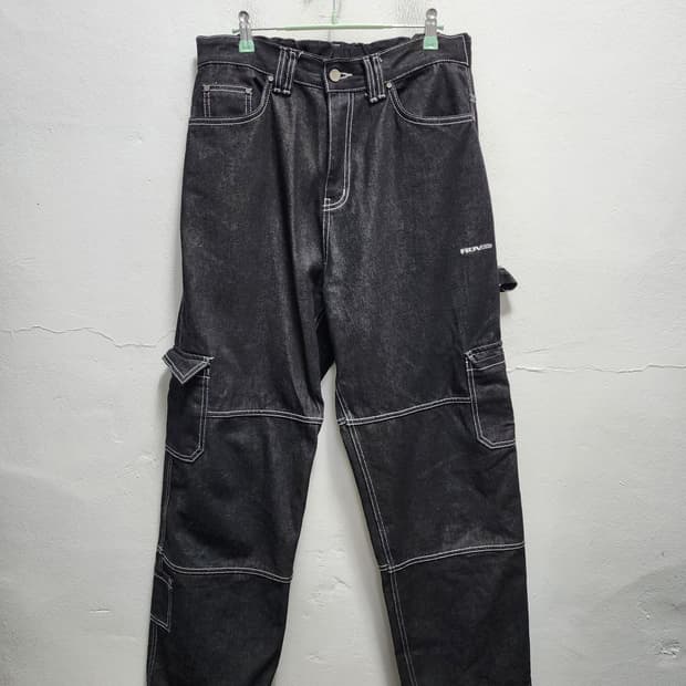 RDVZ 흑청 카고바지 청바지
