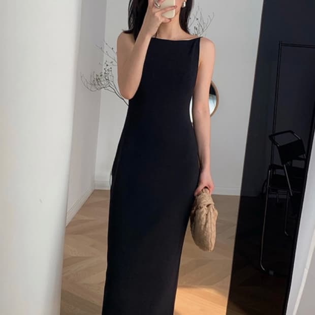 Cos 백리스 니티드 슬립 드레스