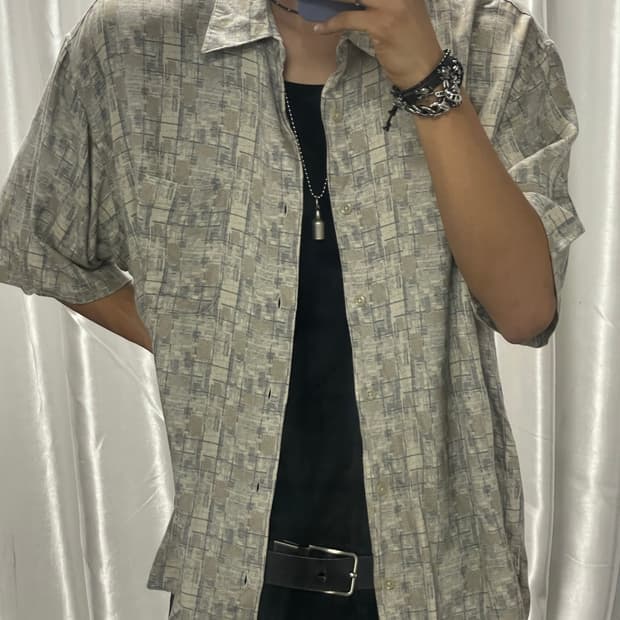Light brown bohemian short-sleeved shirt