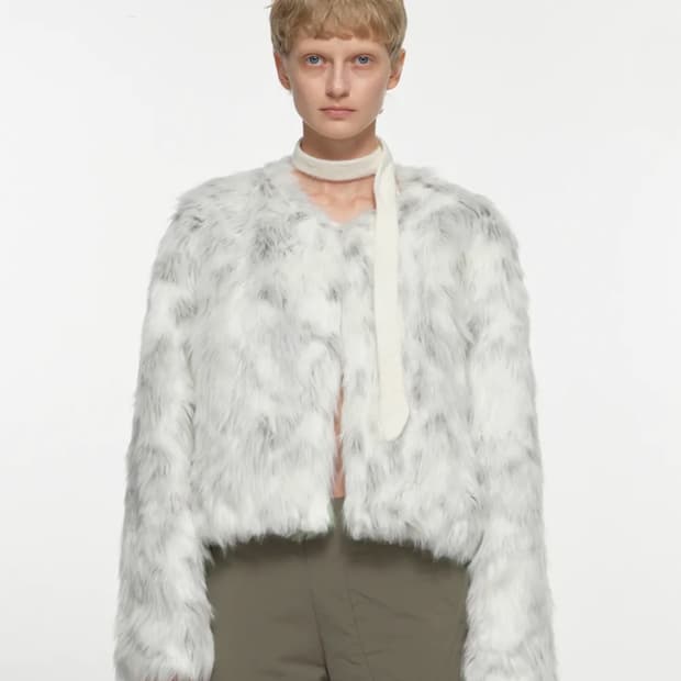 JACQUARD FAUX FUR JACKET CREAM