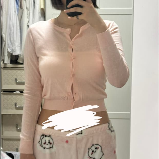 빈티지 레이온 가디건 핑크 로페피크닉