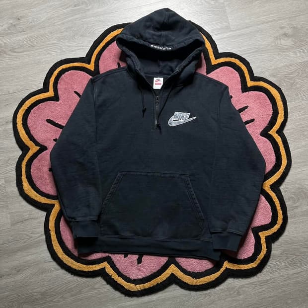 슈프림 x 나이키 하프집 후드티 블랙