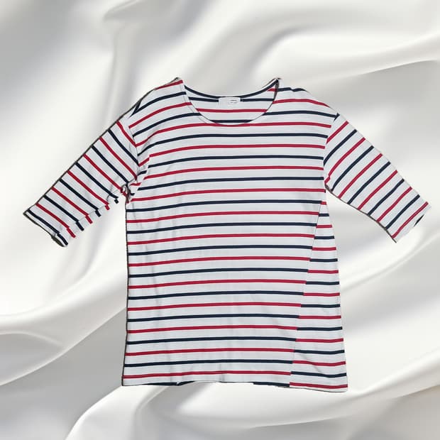 스트라이프 7부 티셔츠