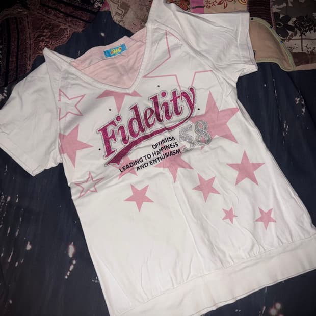 빈티지 키치 y2k 핑크 레터링 스타 반팔 2000s