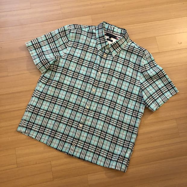 타미힐피거 반팔 체크 셔츠