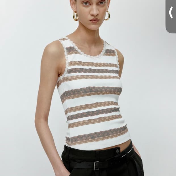 새상품)앤더슨벨 헤어 브레이드 스트라이프 탱크 탑 atb1263w