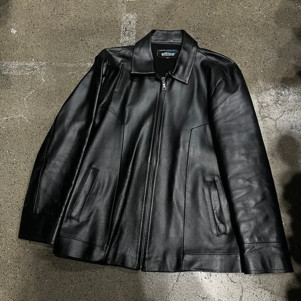 eltino 소가죽 싱글 집업 자켓 100