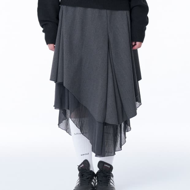 [2] 미세키 서울 언발란스드 레이어드 스커트 차콜