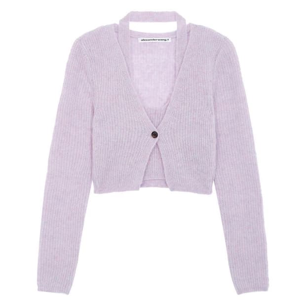 알렉산더왕 홀터넥 레이어드 크롭 가디건 바이올렛