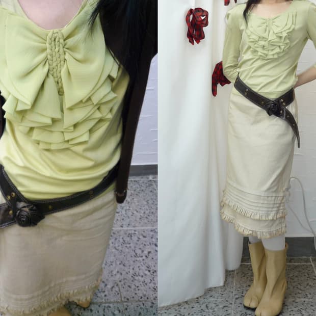 lace ribbon ruffle t-shirts