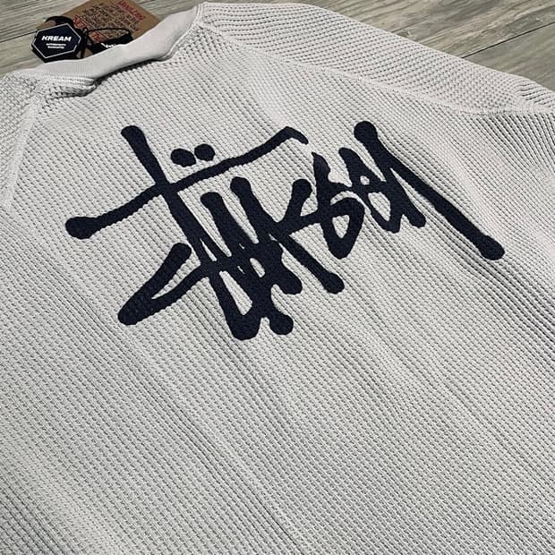 새상품 스투시 래글런 써멀 롱슬리브 크루 본 XL