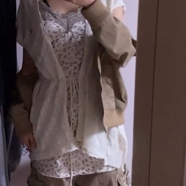 (단품ok)빈티지 레오파드 캡내장 슬립 원피스,언발 큐빅 레이어드 가디건