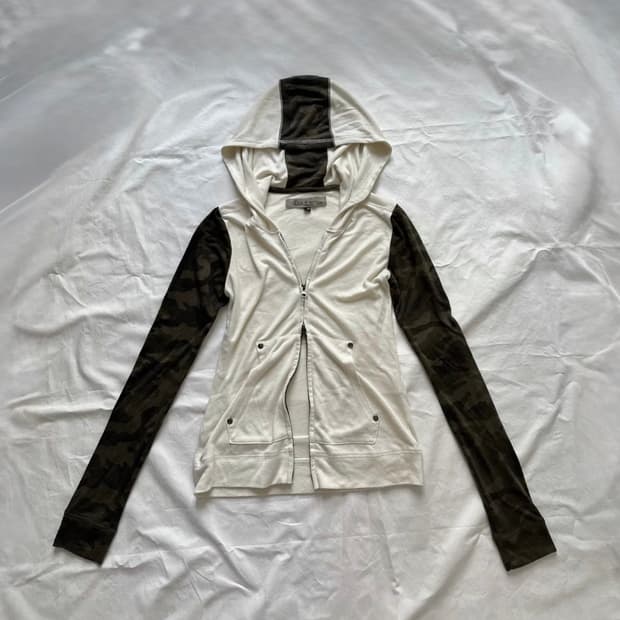 아카이브 스터드 2way 패널 믹스매치 카모 슬리브 후드집업 y2k 펑크