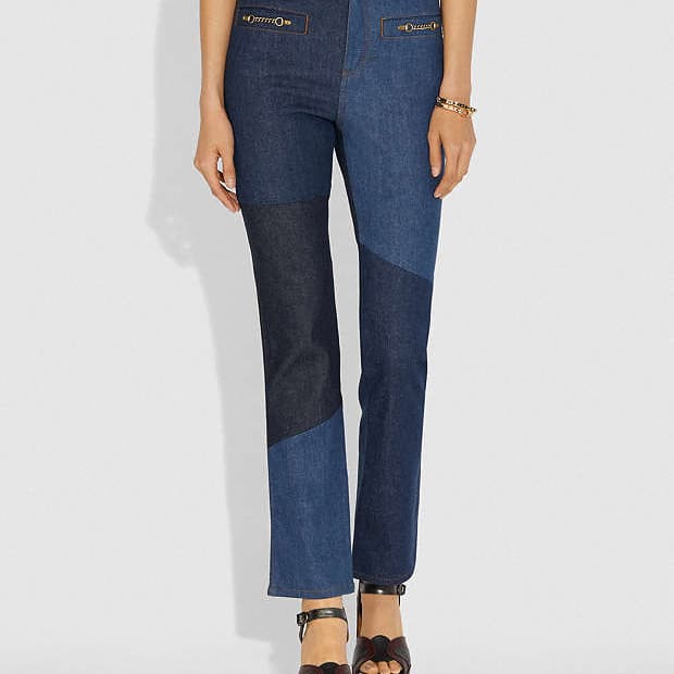 코치 패치워크 데님 팬츠 0사이즈